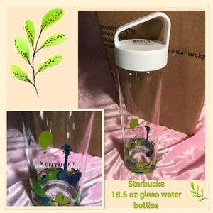 Starbucks set of 4, Glass water bottles.